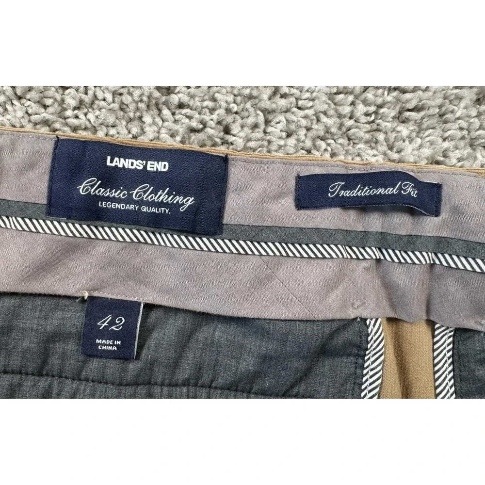 Lands End‎ Classic Clothing Traditional Fit Mens Corduroy Chino Pants Tan 42x29